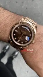 Rolex Day Date Çikolata Taşlı Kadran 40 mm Rose 228235 Replika Saat