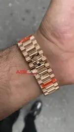 Rolex Day Date Çikolata Taşlı Kadran 40 mm Rose 228235 Replika Saat