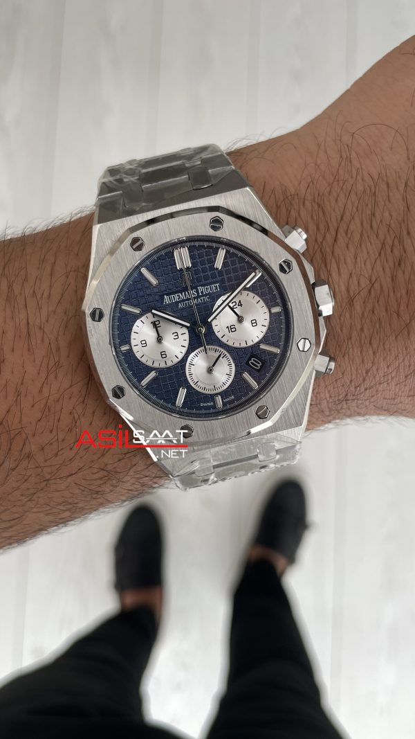 Audemars Piguet Royal Oak Chronograph 26331ST Mavi Kadran 41mm Silver Replika Saat Audemars Piguet Royal Oak Chronograph 26331ST Mavi Kadran 41mm Silver Replika Saat