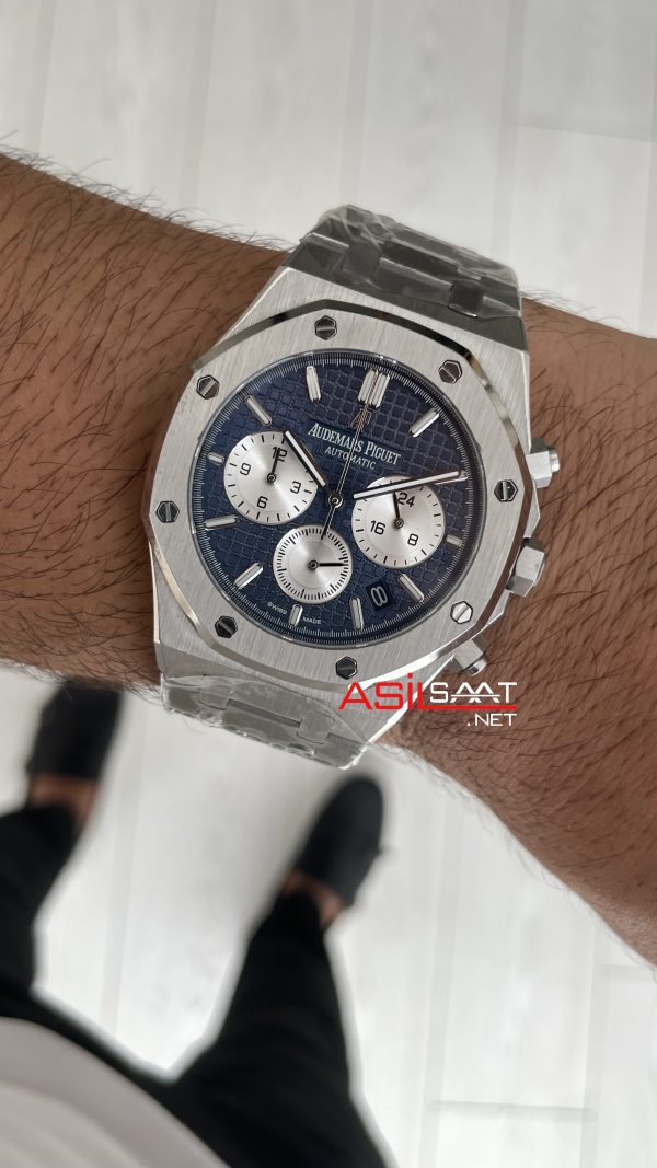 Audemars Piguet Royal Oak Chronograph 26331ST Mavi Kadran 41mm Silver Replika Saat Audemars Piguet Royal Oak Chronograph 26331ST Mavi Kadran 41mm Silver Replika Saat