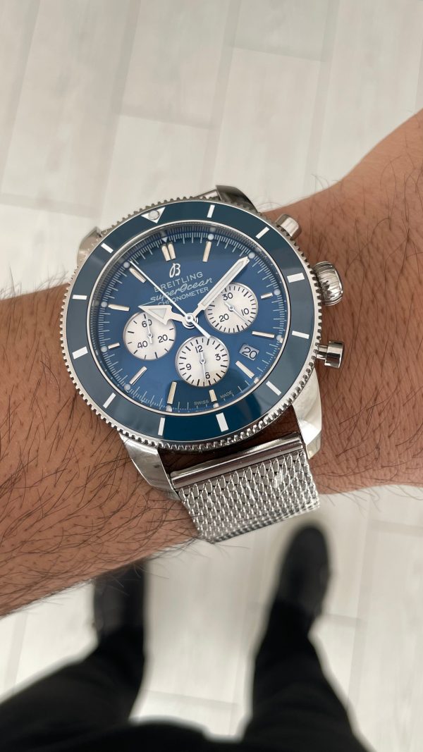 Breitling Superocean Heritage Chronograph AB0162 Mavi Kadran 44mm Erkek Kol Saati Breitling Superocean Heritage Chronograph AB0162 Mavi Kadran 44mm Erkek Kol Saati