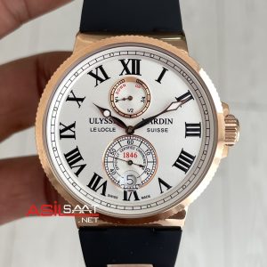 Ulysse Nardin Maxi Marine Chronometer Beyaz Kadran 43mm Rose Replika Saat