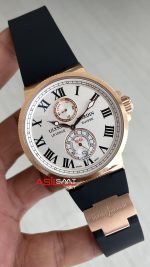 Ulysse Nardin Maxi Marine Chronometer Beyaz Kadran 43mm Rose Replika Saat