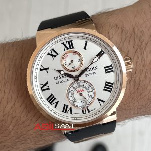 Ulysse Nardin Maxi Marine Chronometer Beyaz Kadran 43mm Rose Replika Saat
