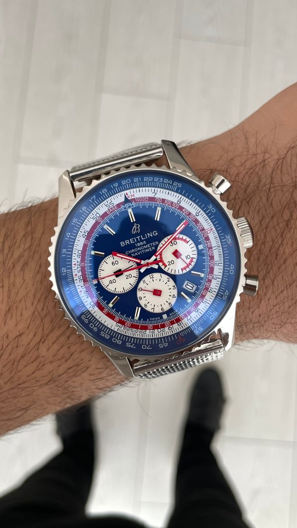 Breitling Navitimer Pan Am B01 Chronograph Mavi AB01212B1C1A1 43mm Replika Saat