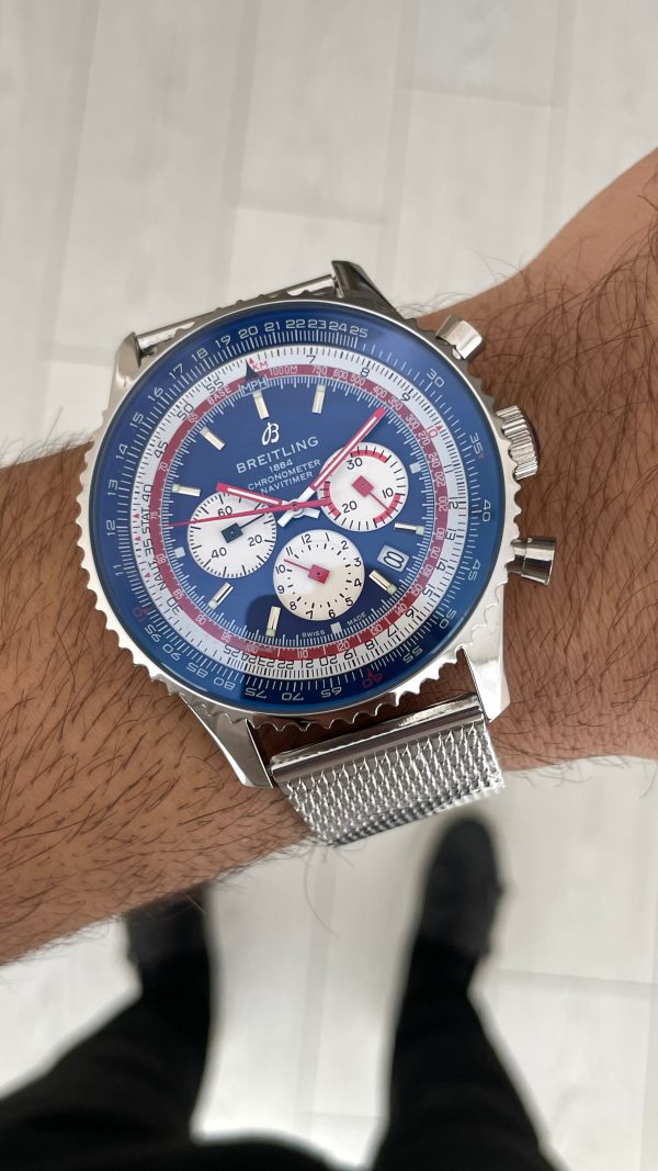 Breitling Navitimer Pan Am B01 Chronograph Mavi AB01212B1C1A1 43mm Replika Saat