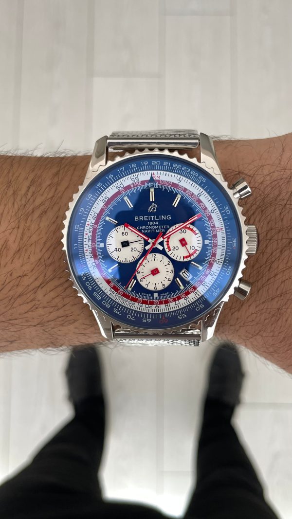 Breitling Navitimer Pan Am B01 Chronograph Mavi AB01212B1C1A1 43mm Replika Saat