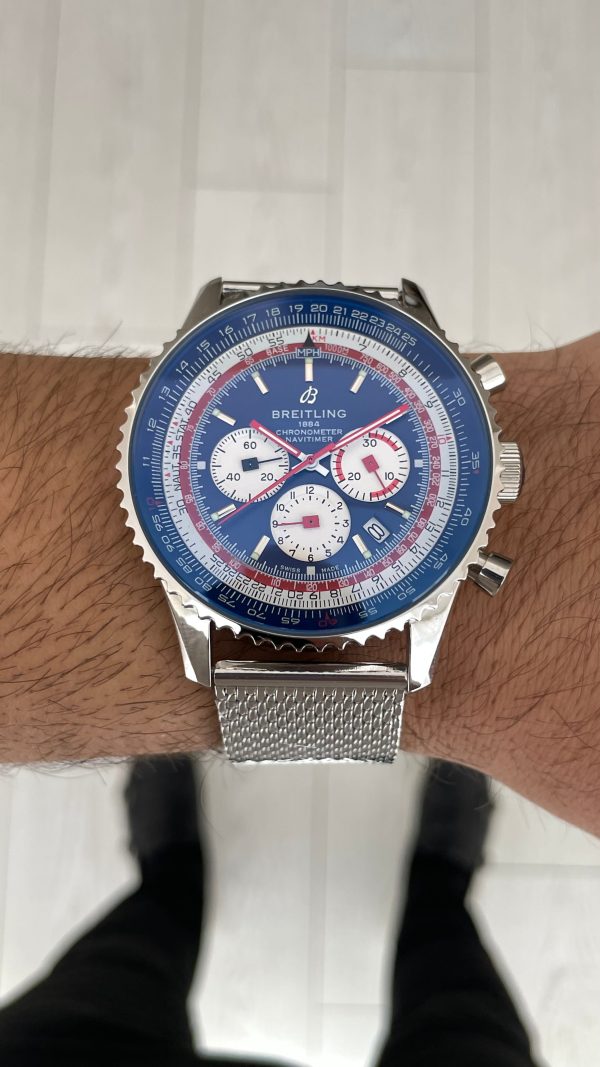 Breitling Navitimer Pan Am B01 Chronograph Mavi AB01212B1C1A1 43mm Replika Saat