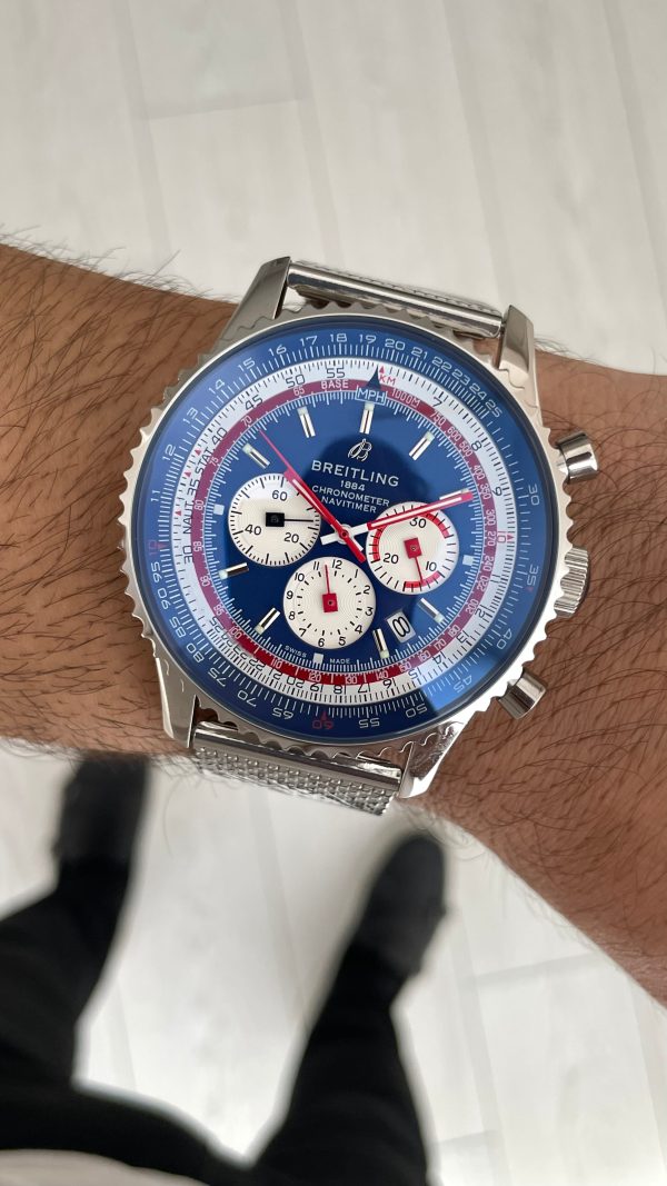 Breitling Navitimer Pan Am B01 Chronograph Mavi AB01212B1C1A1 43mm Replika Saat