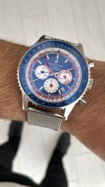 Breitling Navitimer Pan Am B01 Chronograph Mavi AB01212B1C1A1 43mm Replika Saat
