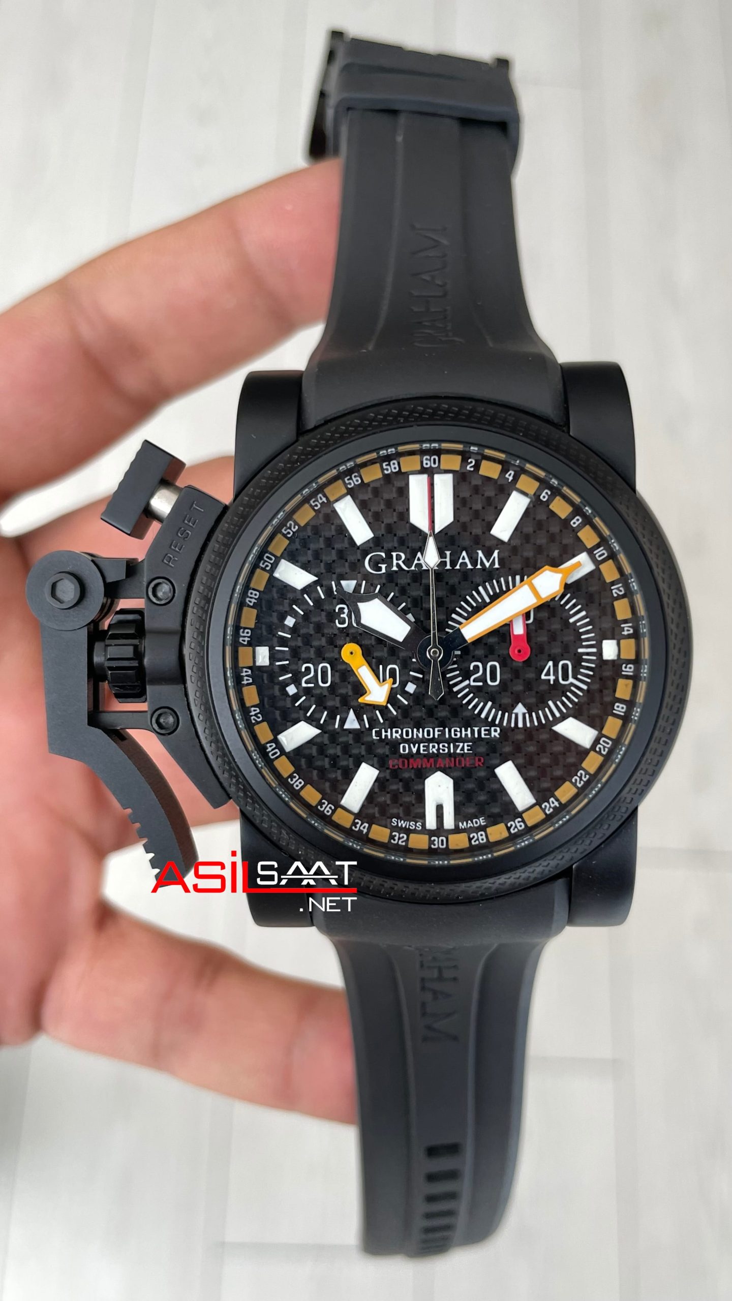 Graham Chronofighter Oversize Black PVD 47mm Replika Saat Graham Chronofighter Oversize Black PVD 47mm Replika Saat