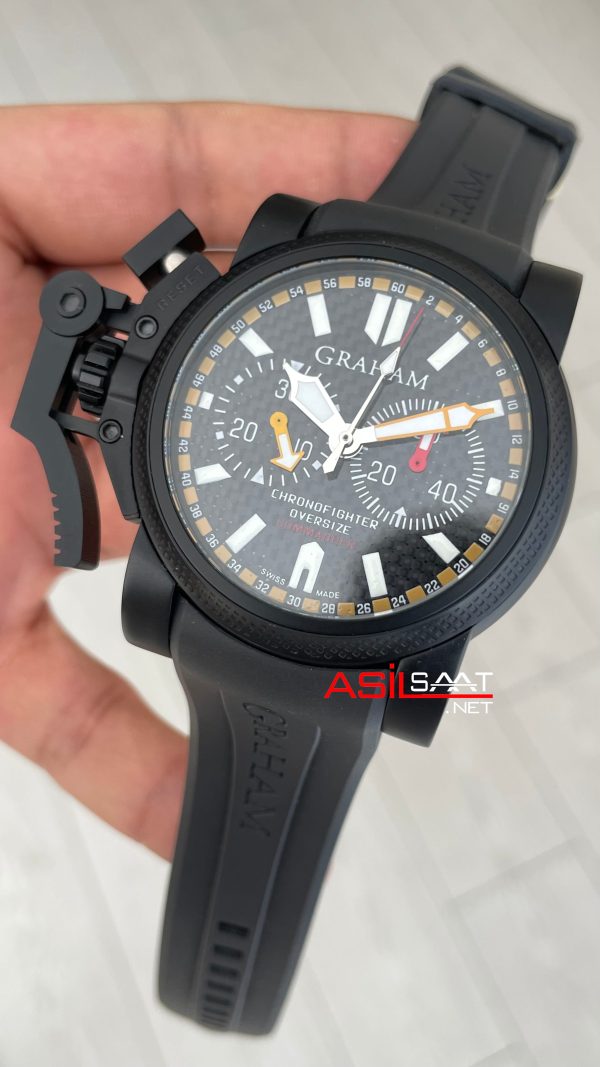Graham Chronofighter Oversize Black PVD 47mm Replika Saat Graham Chronofighter Oversize Black PVD 47mm Replika Saat
