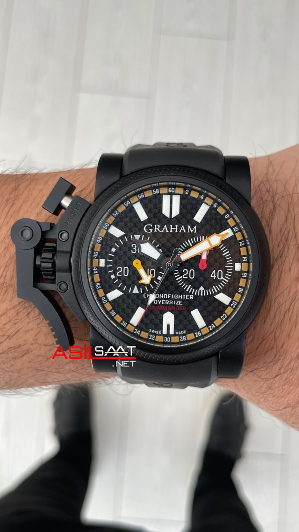 Graham Chronofighter Oversize Black PVD 47mm Replika Saat Graham Chronofighter Oversize Black PVD 47mm Replika Saat