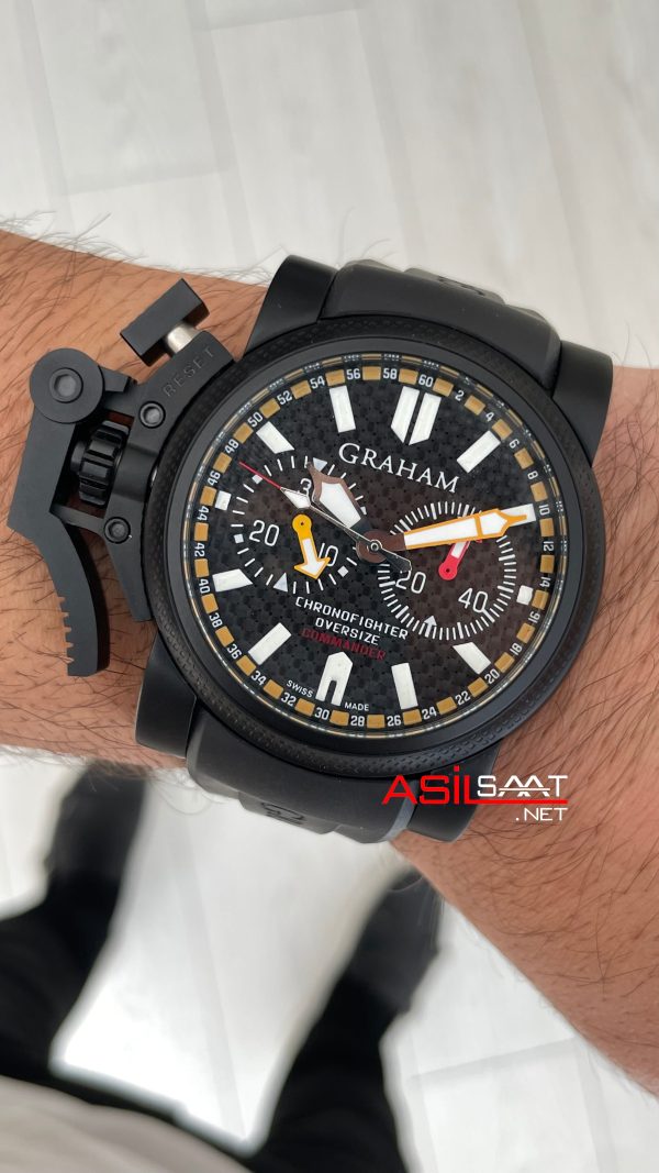 Graham Chronofighter Oversize Black PVD 47mm Replika Saat Graham Chronofighter Oversize Black PVD 47mm Replika Saat