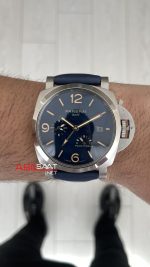 Panerai Luminor GMT Due Power Reserve PAM00964 Mavi 45mm Silver Replika Saat
