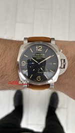Panerai Luminor GMT Power Reserve PAM01321 Kahverengi 44mm Silver Replika Saat