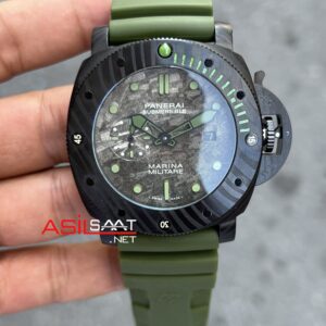 Panerai Submarsible Marina Militare Carbotech PAM961 Green PVD Black Replika Saat