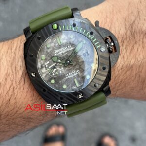 Panerai Submarsible Marina Militare Carbotech PAM961 Green PVD Black Replika Saat