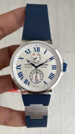 Ulysse Nardin Marine Chronometer Manufacture Beyaz Mavi Kadran 43mm Silver Replika Saat