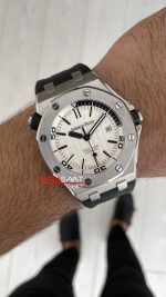 Audemars Piguet Royal Oak Offshore Diver Beyaz Kadran 15710ST Silver 42 mm Replika Saat