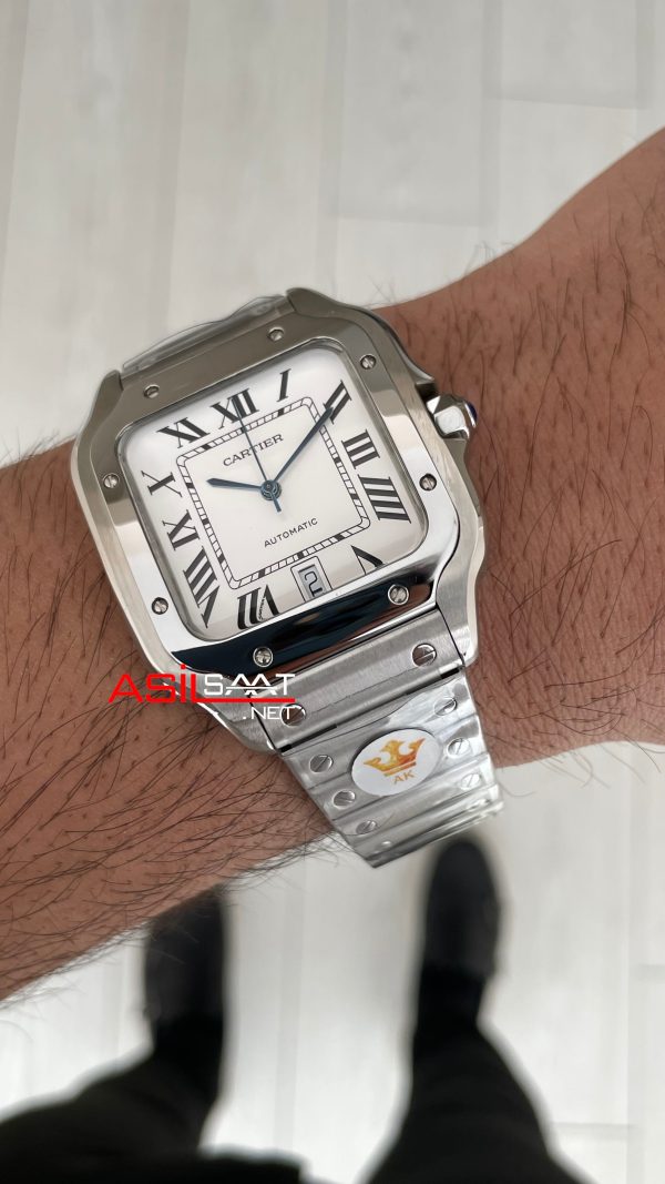 Cartier Santos WSSA0018 Beyaz Large 40mm Replika Saat Cartier Santos WSSA0018 Beyaz Large 40mm Replika Saat