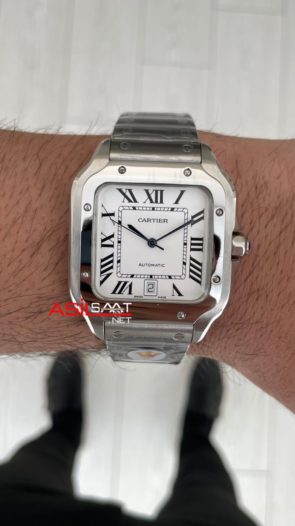 Cartier Santos WSSA0018 Beyaz Large 40mm Replika Saat Cartier Santos WSSA0018 Beyaz Large 40mm Replika Saat