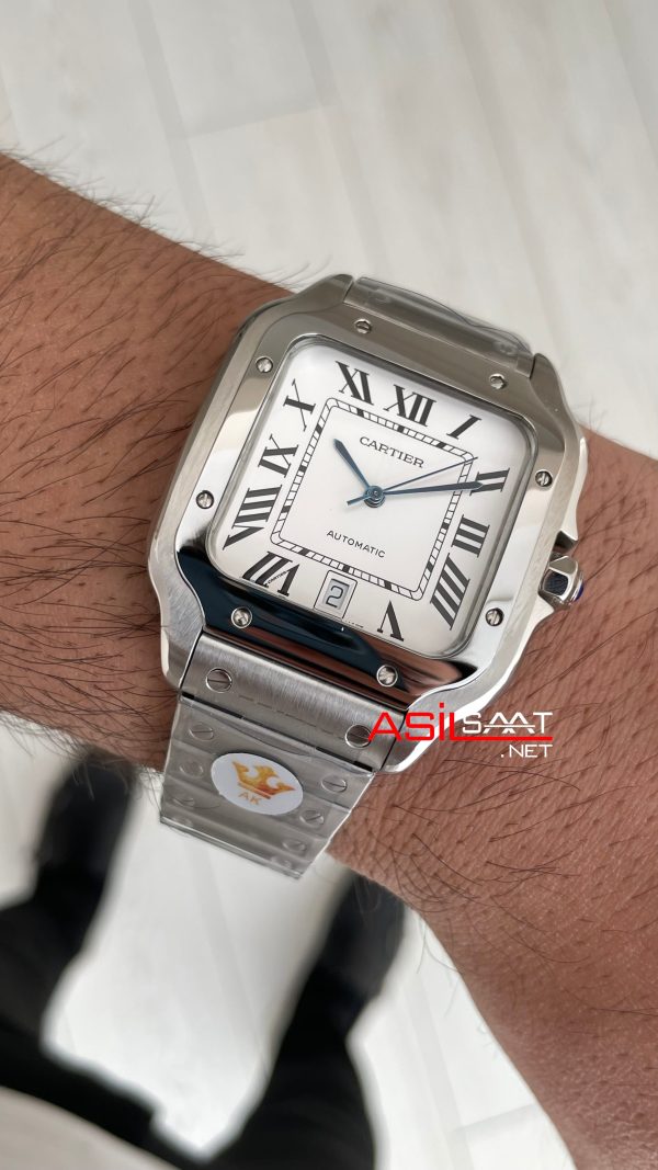 Cartier Santos WSSA0018 Beyaz Large 40mm Replika Saat Cartier Santos WSSA0018 Beyaz Large 40mm Replika Saat
