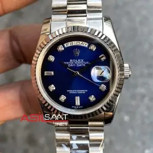 Rolex Day Date 128239 President Mavi Kadran Kadın Saati 36 mm Replika Saat