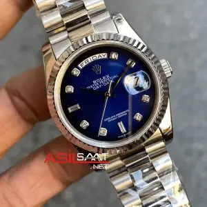 Rolex Day Date 128239 President Mavi Kadran Kadın Saati 36 mm Replika Saat