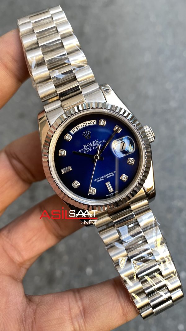Rolex Day Date 128239 President Mavi Kadran Kadın Saati 36 mm Replika Saat