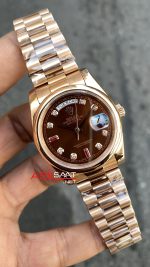 Rolex Day Date 36 mm Ruby Chocolate Dial 118235 Replika Saat