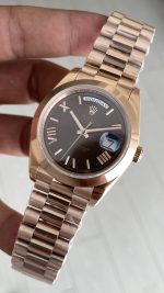 Rolex Day Date Chocolate 228235 President 40mm Rosegold Smooth Bezel Replika Saat