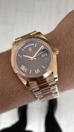 Rolex Day Date Chocolate 228235 President 40mm Rosegold Smooth Bezel Replika Saat