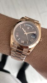 Rolex Day Date Chocolate 228235 President 40mm Rosegold Smooth Bezel Replika Saat