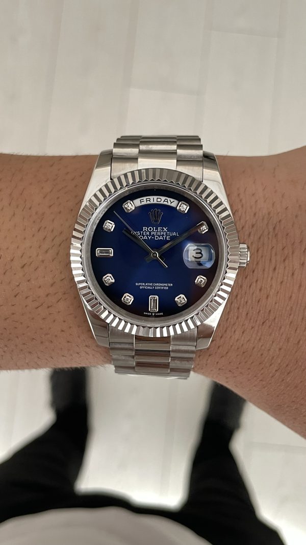 Rolex Day Date Mavi Taşlı 228239 Ombre Blue Diamond Dial 40mm Replika Saat