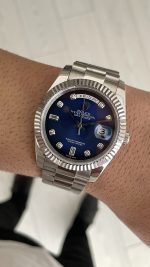 Rolex Day Date Mavi Taşlı 228239 Ombre Blue Diamond Dial 40mm Replika Saat