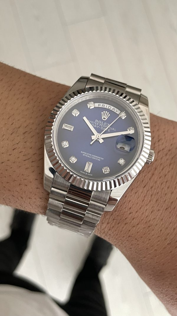 Rolex Day Date Mavi Taşlı 228239 Ombre Blue Diamond Dial 40mm Replika Saat