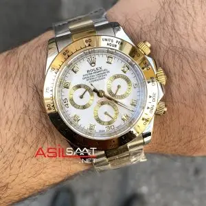 Rolex Daytona 116523 Beyaz Taşlı Kadran Replika Saat
