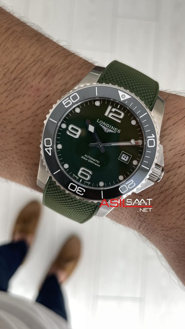longines-hydroconquest-yesil-kaucuk-4 Longines Hydroconquest Yeşil Kauçuk