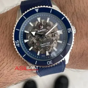 Rado Captain Cook iskelet Mavi Kauçuk