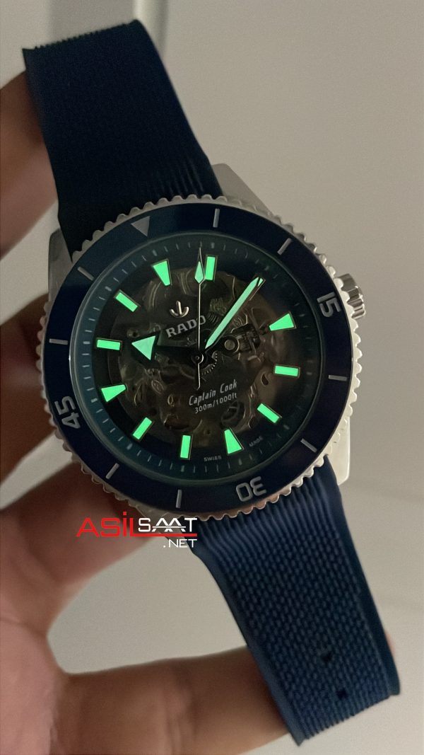 Rado Captain Cook iskelet Mavi Kauçuk Rado Captain Cook iskelet Mavi Kauçuk