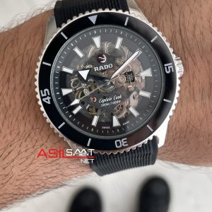 Rado Captain Cook iskelet Siyah Kauçuk