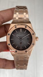 Audemars Piguet Royal Oak Jumbo Extra Thin Füme Gri Kadran 16202OR Rose 50th Anniversary Replika Saat