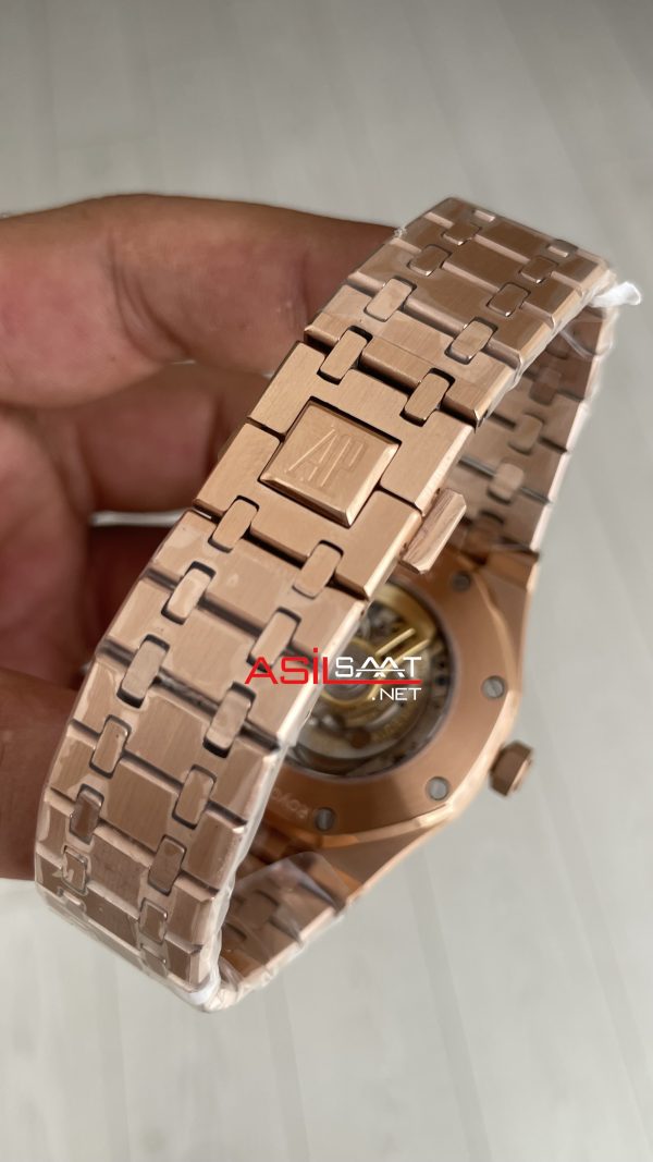 Audemars Piguet Royal Oak Jumbo Extra Thin Füme Gri Kadran 16202OR Rose 50th Anniversary Replika Saat