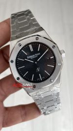 Audemars Piguet Royal Oak Jumbo Extra Thin Siyah Kadran 16202ST 50th Anniversary Replika Saat