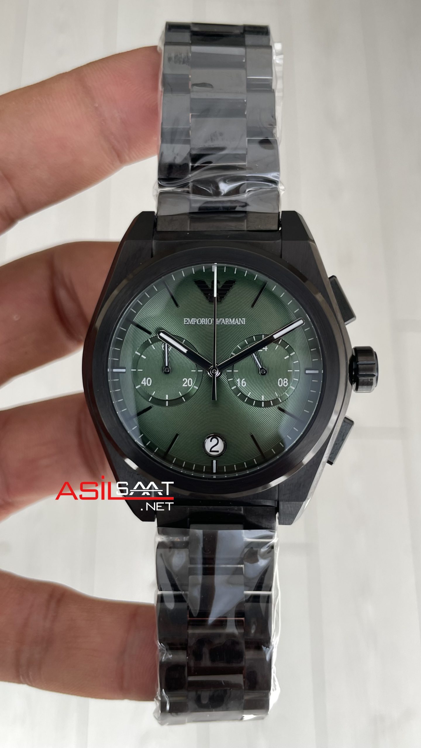 Emporio Armani AR11562 PVD Black Yeşil Kadran 43mm Replika Saat Emporio Armani AR11562 PVD Black Yeşil Kadran 43mm Replika Saat