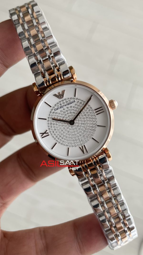 Emporio Armani AR1926 Beyaz Taşlı Two Tone Rose