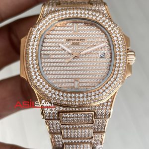 Patek Philippe Nautilus Diamond 5711 Taşlı Rose 40 mm Replika Saat