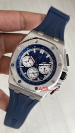 Audemars Piguet Royal Oak Offshore Chronograph Mavi Kadran 26420TI Rubber Blue Dial 43mm Replika Saat