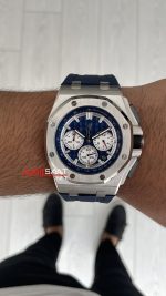 Audemars Piguet Royal Oak Offshore Chronograph Mavi Kadran 26420TI Rubber Blue Dial 43mm Replika Saat